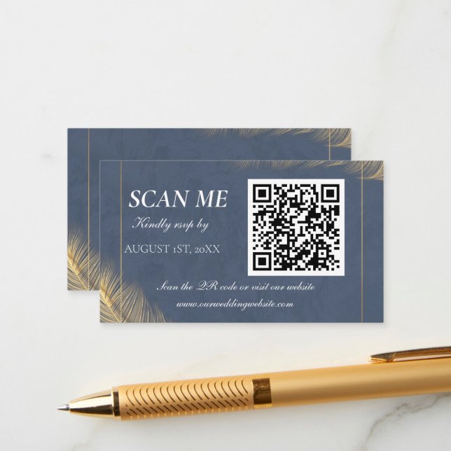 D'accompagnement Carte de réponse de mariage numérique avec code QR (Devant/Arrière en situation)