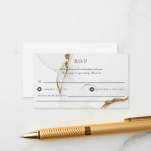 Carte de réponse de mariage pailletée faite à la m