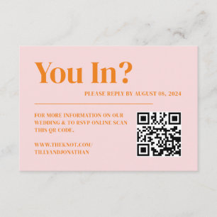 D'accompagnement Carte de réponse de mariage rétro rose et orange a