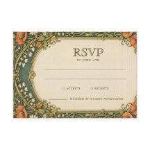 Carte de réponse Enchanted Forest Art Nouveau vint