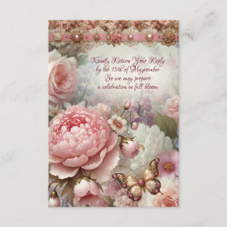 D'accompagnement Carte de réponse florale vintage Blush et Bloom