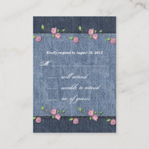 D'accompagnement Carte de réponse Mariage Rose Denim