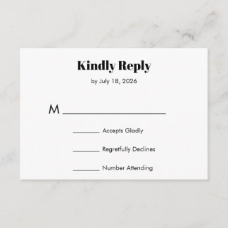 D'accompagnement Carte de réponse moderne pour mariage