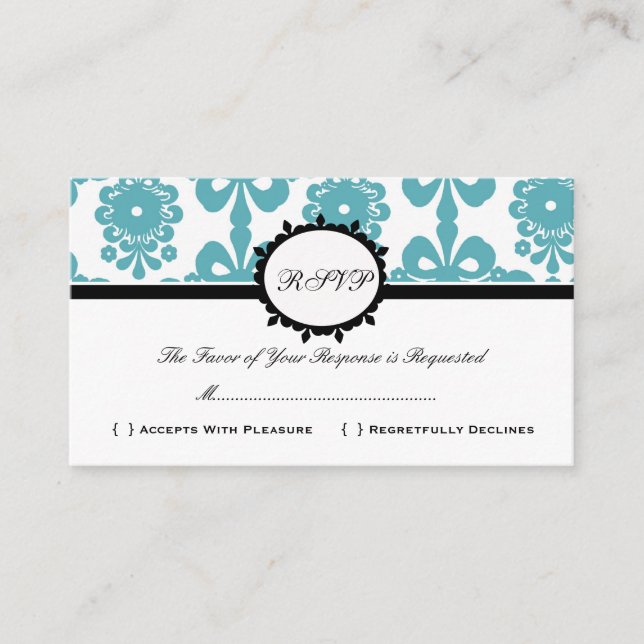 D'accompagnement Carte de réponse personnalisée Vintage RSVP Damask (Devant)