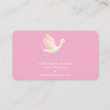 Carte de réponse pour Baby Shower Blush Stork