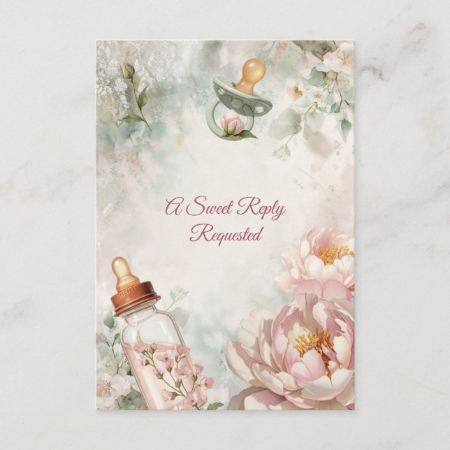 D'accompagnement Carte de réponse pour la baby shower First Bloom (Devant)