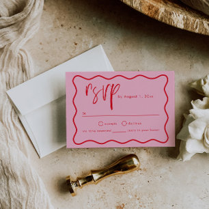 D'accompagnement Carte de réponse RSVP avec cadre rose et rouge mod