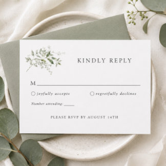 D'accompagnement Carte de réponse RSVP de mariage élégant à l'eucal