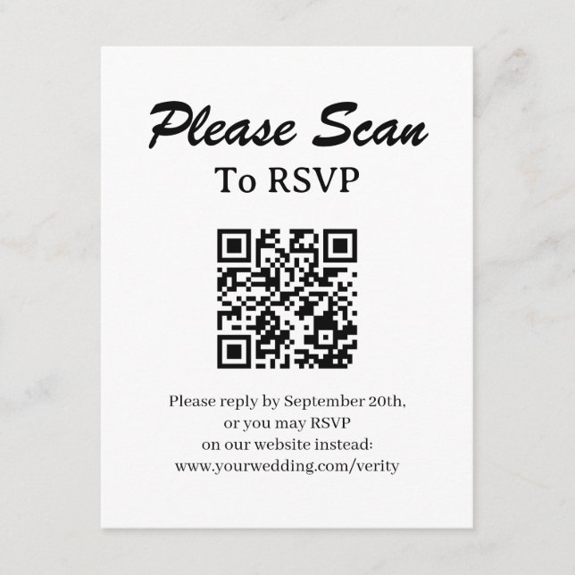 D'accompagnement Carte de réponse simple moderne avec QR Code inclu (Devant)