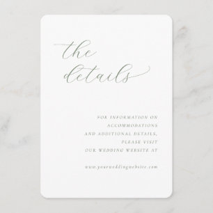 D'accompagnement Carte de site de mariage minimaliste vert élégant