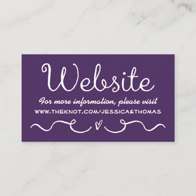 D'accompagnement Carte de site mariage | Moderne violet & blanc (Devant)