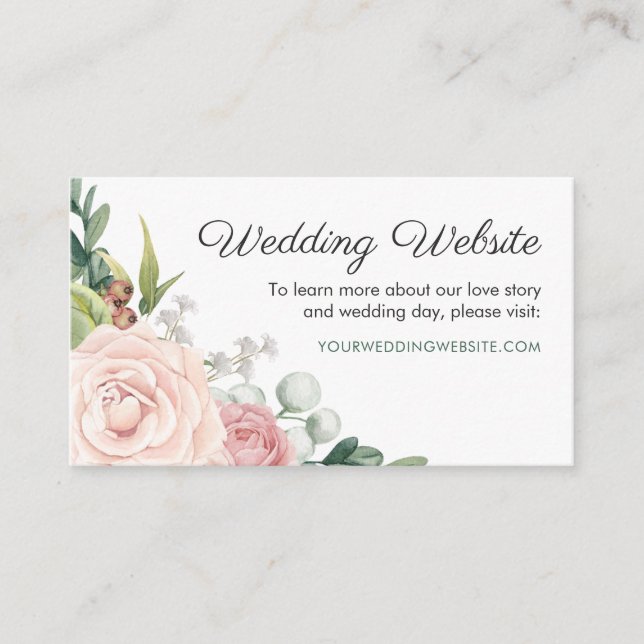 D'accompagnement Carte de site Web Rose Floral & Mariage de verdure (Devant)