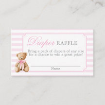 Carte de tirage au sort de couche bébé shower ours