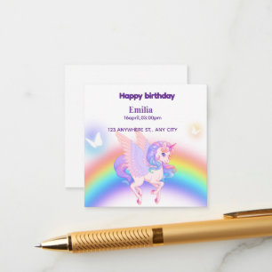 D'accompagnement Carte de vœux d'anniversaire licorne arc-en-ciel