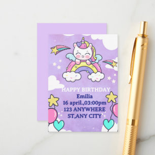 D'accompagnement Carte de vœux d'anniversaire licorne arc-en-ciel