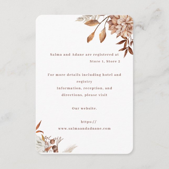 D'accompagnement Carte d'encart de mariage florale rustique – Éléga (Devant)