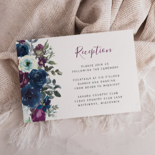 D'accompagnement Carte d'encart de réception de mariage floral aqua