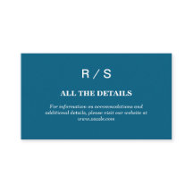Carte d'encart élégante à monogramme bleu classiqu