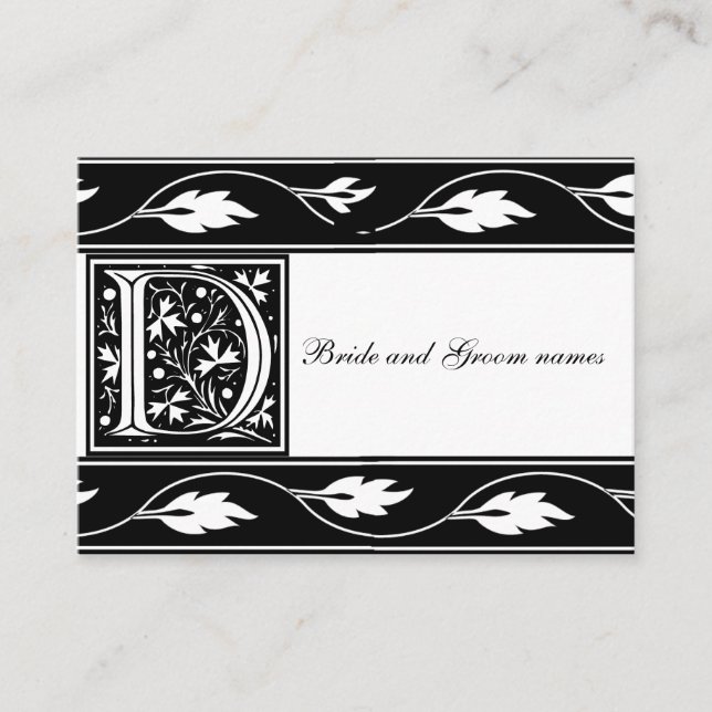 D'accompagnement Carte d'enregistrement de mariage Monogramme D noi (Devant)