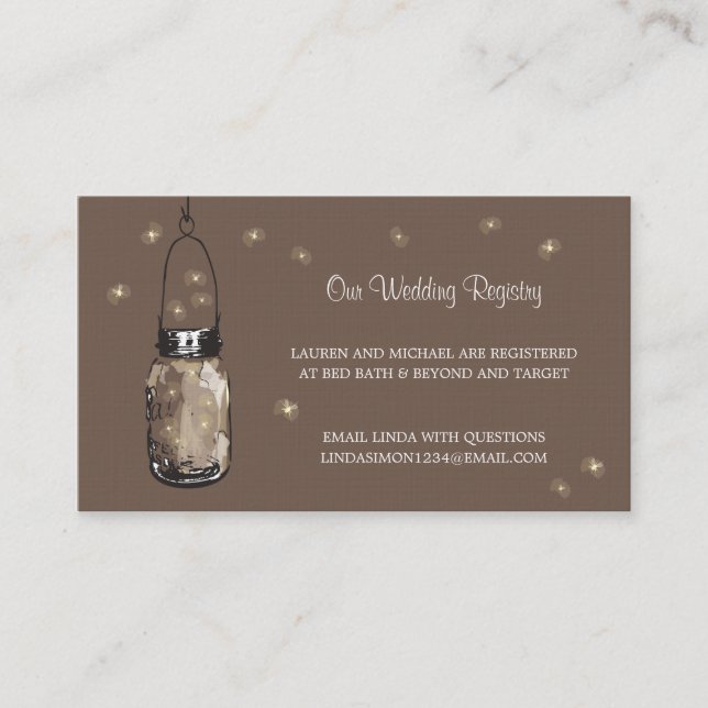 D'accompagnement Carte d'enregistrement mariage Mason Jar & Firefli (Devant)