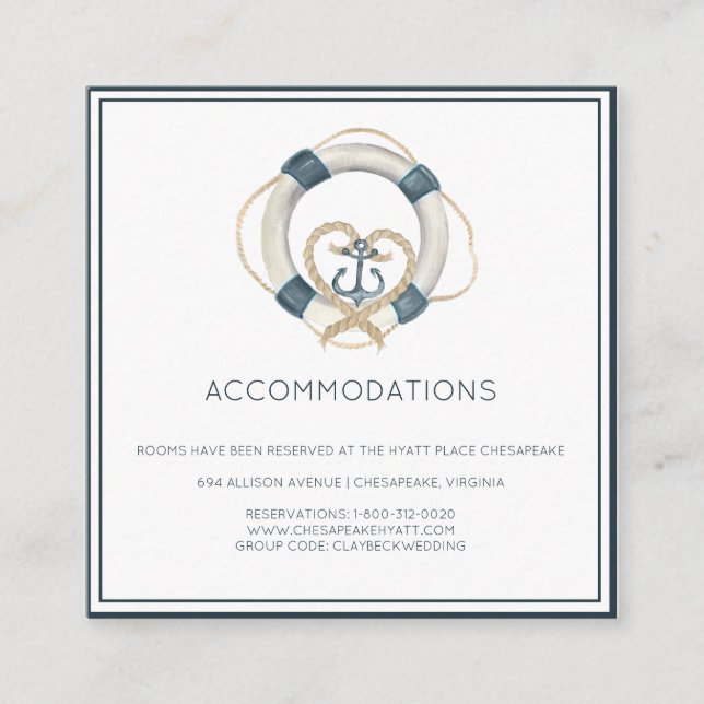 D'accompagnement Carte d'hébergement de l'hôtel Nautical Navy & Whi (Devant)