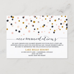 D'accompagnement Carte d'hébergement pour points Confetti Rose & Or