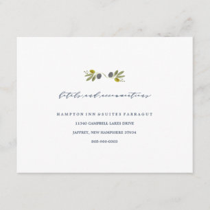 D'accompagnement Carte d'hôtel bohème de branche d'olivier