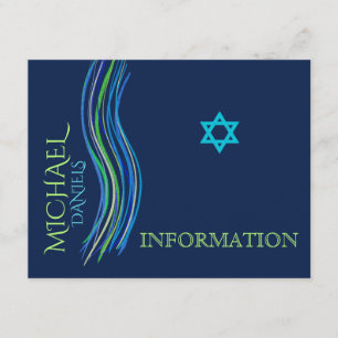 D'accompagnement Carte d'information bleue et verte Bar Mitzvah