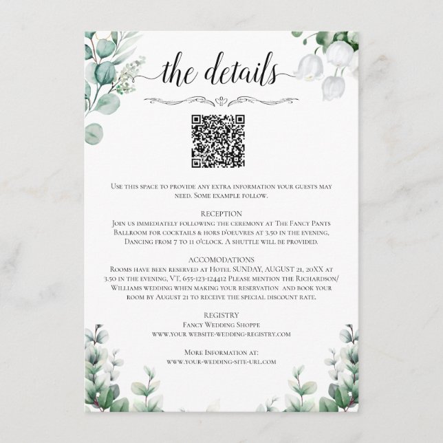 D'accompagnement Carte d'information de mariage avec code QR (Devant)