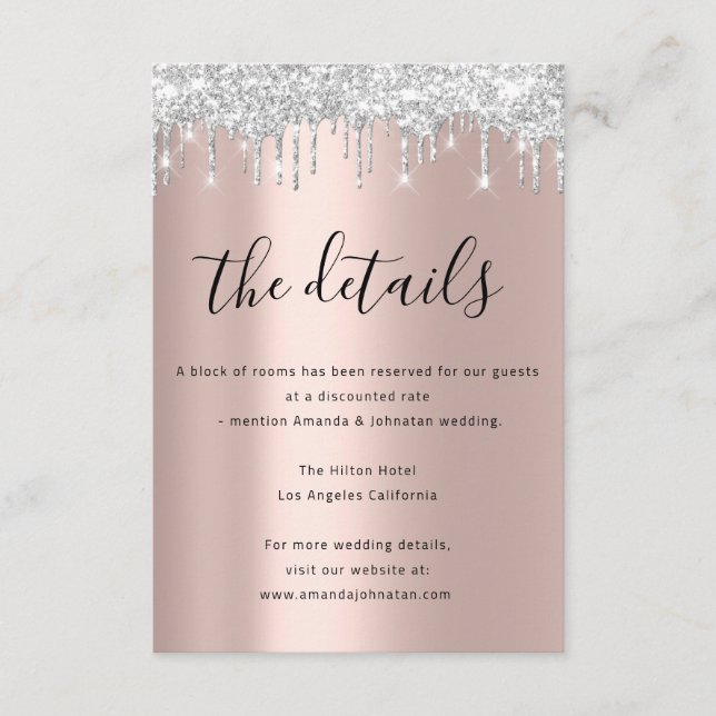 D'accompagnement Carte d'information de mariage avec détails Drips (Devant)