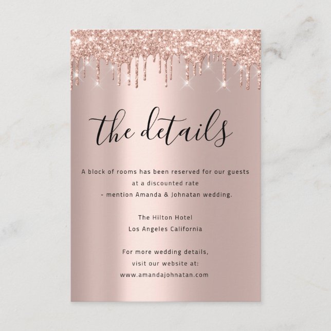 D'accompagnement Carte d'information de mariage avec détails sur la (Devant)