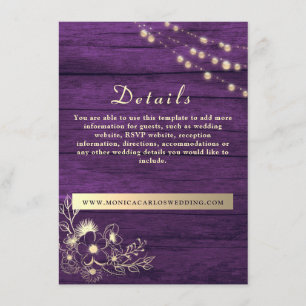 D'accompagnement Carte d'information de mariage en bois rustique av