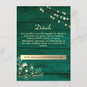 D'accompagnement Carte d'information de mariage en bois rustique av