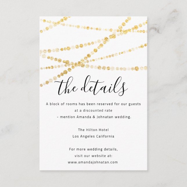 D'accompagnement Carte d'information de mariage en or (Devant)