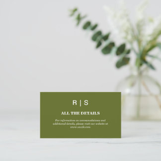 D'accompagnement Carte d'information de mariage en vert sauge avec