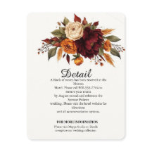 Carte d'information de mariage florale automnale é