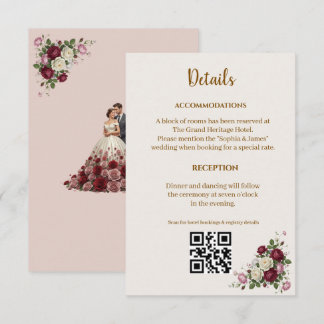 D'accompagnement Carte d'information de mariage florale en Bourgogn
