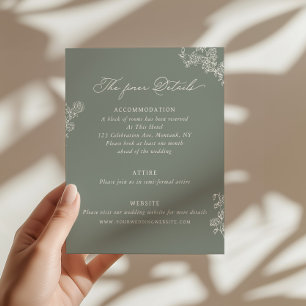 D'accompagnement Carte d'information de mariage florale sauge vinta