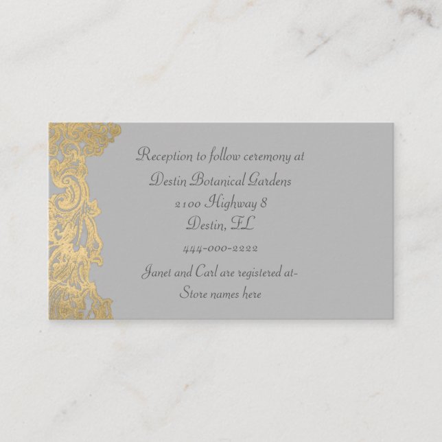 D'accompagnement Carte d'information de Mariage gris et or chic (Devant)