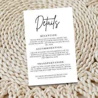 D'accompagnement Carte d'information de mariage minimaliste moderne