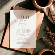 Carte d'information de mariage minimaliste simple