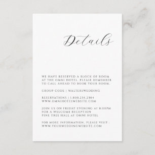 D'accompagnement Carte d'information de mariage noir et blanc