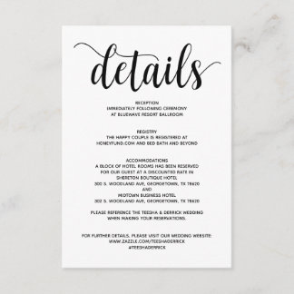 D'accompagnement Carte d'information de mariage rustique élégant