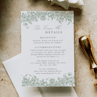 D'accompagnement Carte d'information de mariage Sage Toile Florale