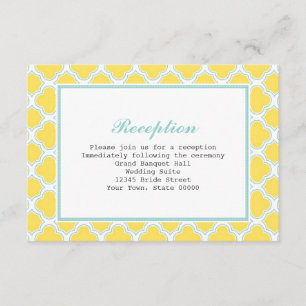 D'accompagnement Carte d'information de réception jaune et turquois