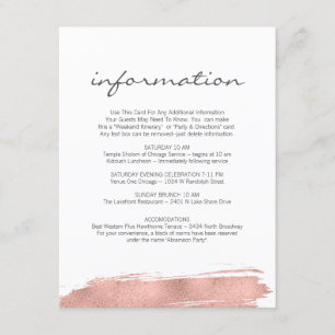 D'accompagnement Carte d'information du Bat mitzvah rose Gold