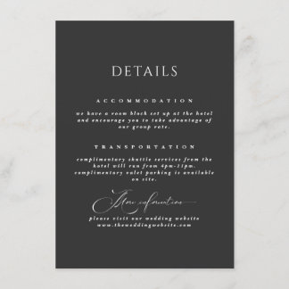 D'accompagnement Carte d'information mariage noir typographie simpl
