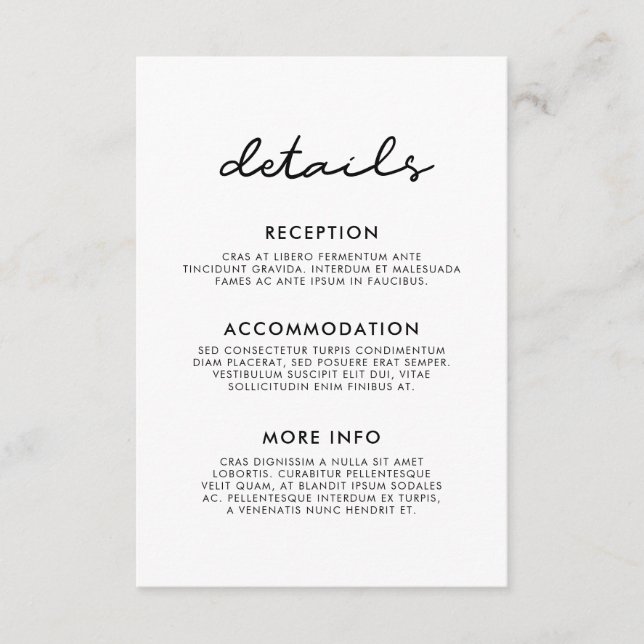 D'accompagnement Carte d'information mariage simple (Devant)