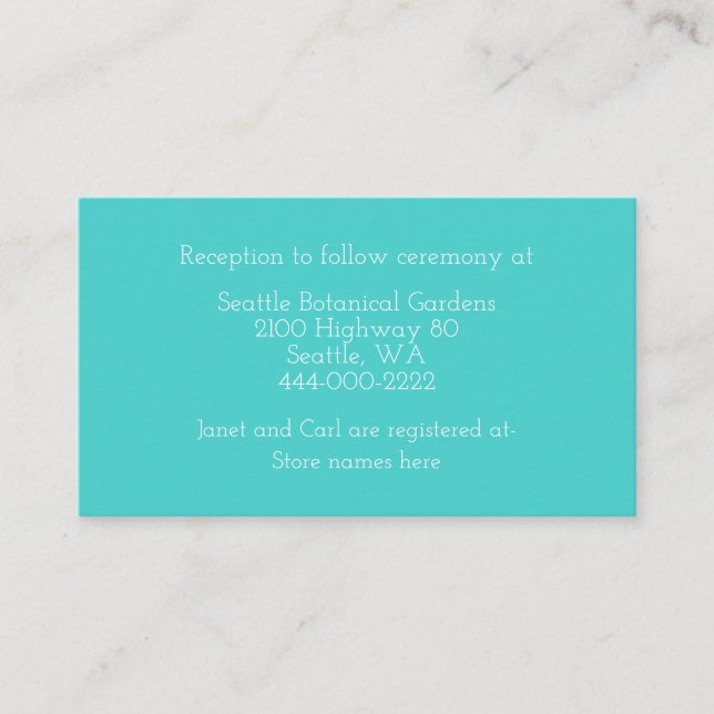 D'accompagnement Carte d'information Mariage Turquoise et Confetti (Devant)