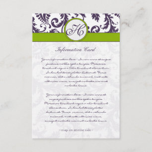 D'accompagnement Carte d'information Monogram Lapis Purple Damask